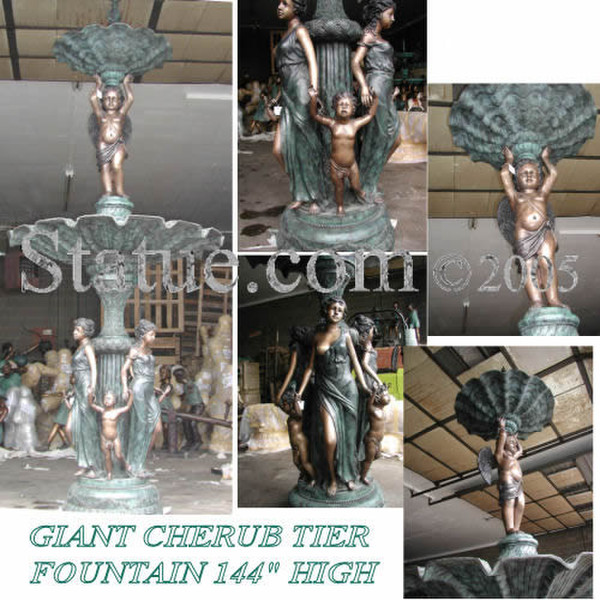 Giant Cherub Tier Fountain Bronze Sculpture Garden Decor